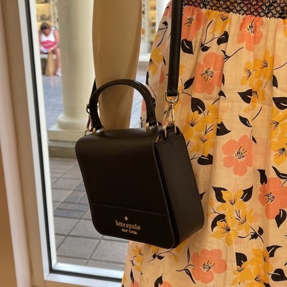 Kate Spade Staci Square Crossbody Saffiano Leather Black - Picture 14 of 16